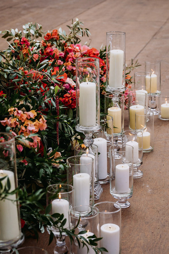 candles and flowers for wedding ceremony