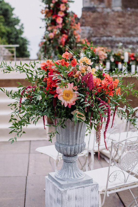 coral charm peonies at ceremony