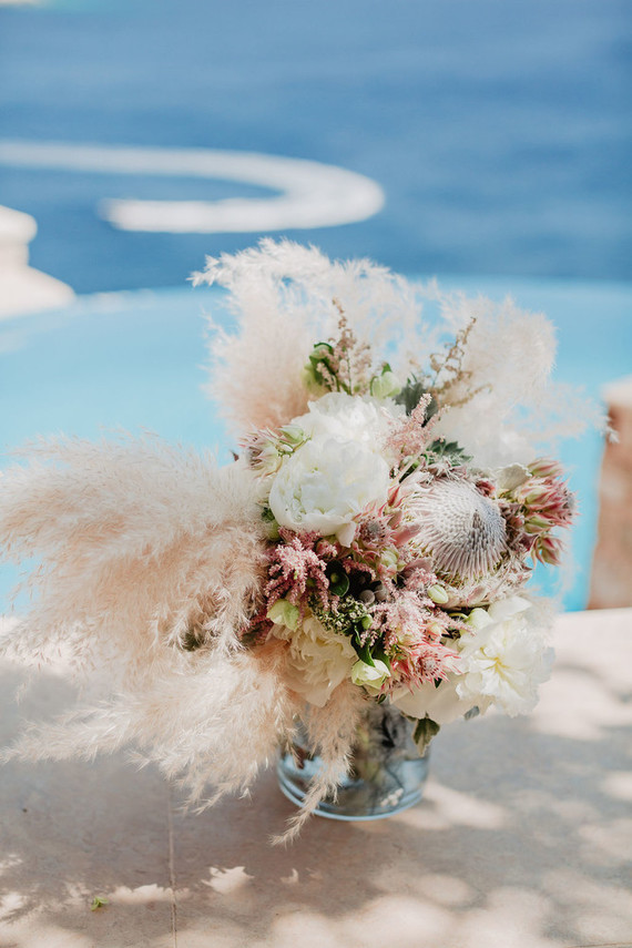 Pampas grass and king protea bouquet