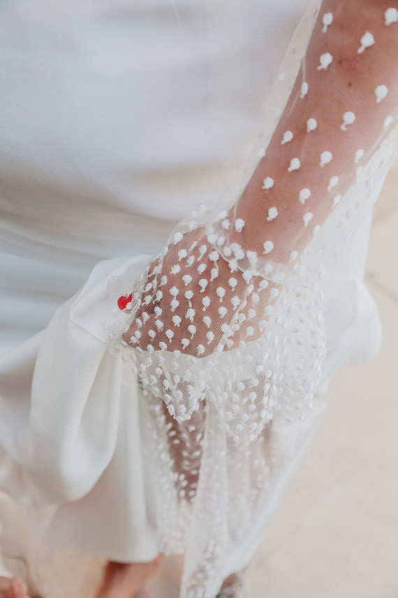 Wedding dress with sheer sleeves