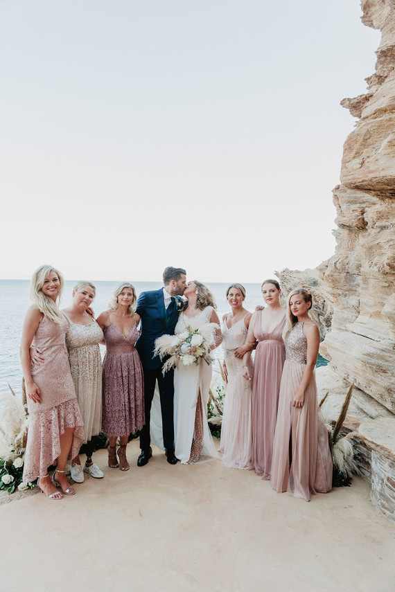 Mixed pink bridesmaid dresses