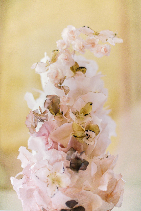 gorgeous fine art ruffle wedding cake