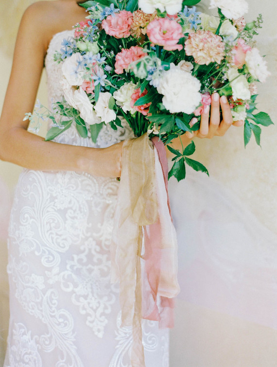 silk bridal bouquet ribbon Inspiration