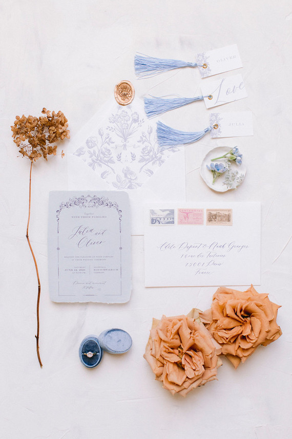blue wedding stationery
