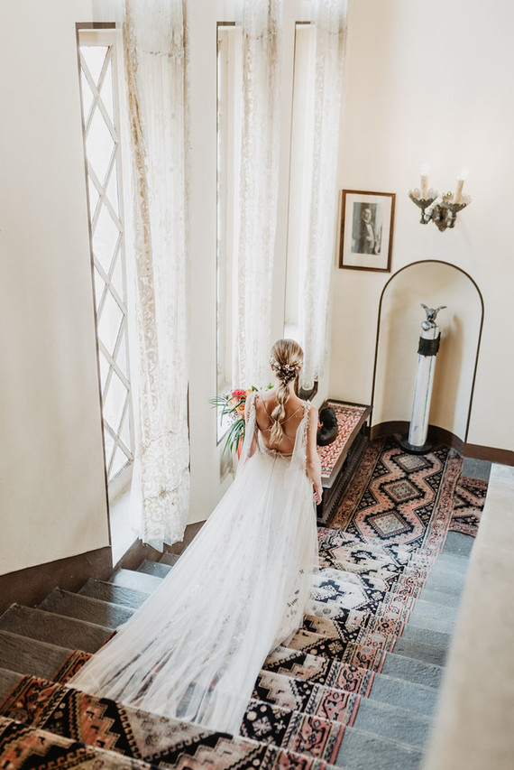 Floral wedding dress with cape