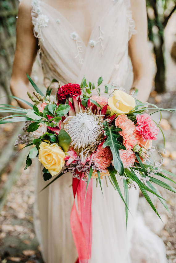 King protea wedding bouquet