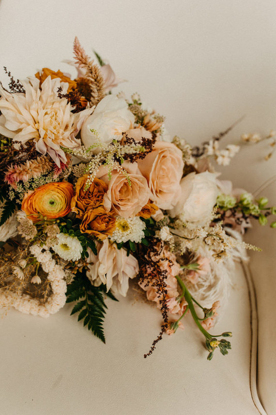 lush boho wedding flowers
