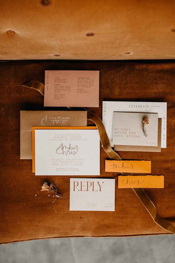 rustic boho wedding stationery