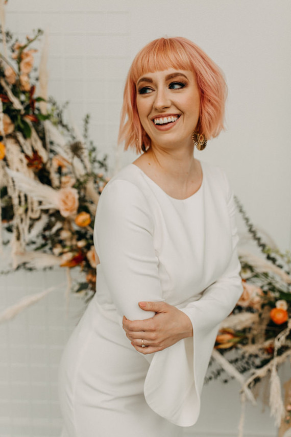 bride with pink hair