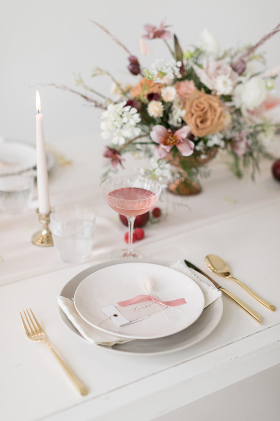 minimalist white place setting