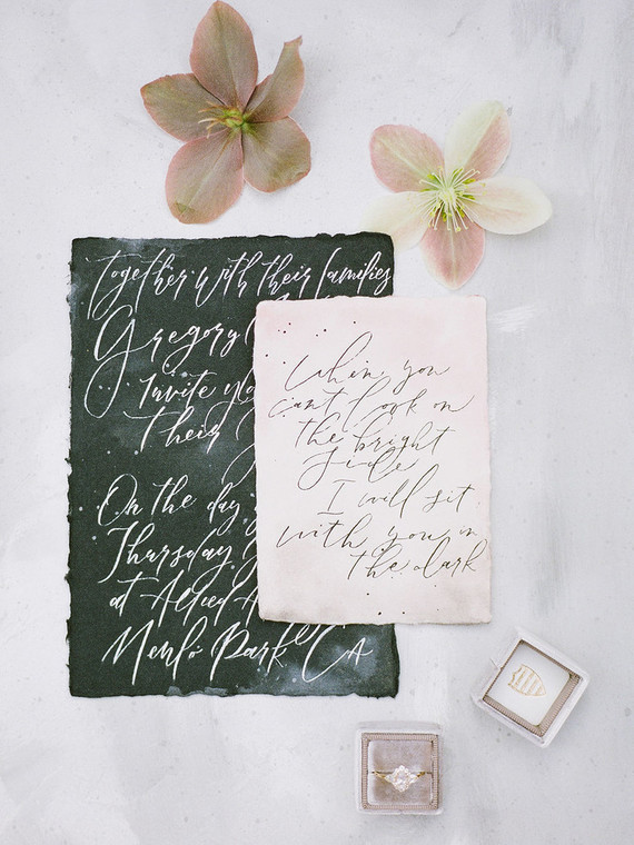 black and white wedding calligraphy