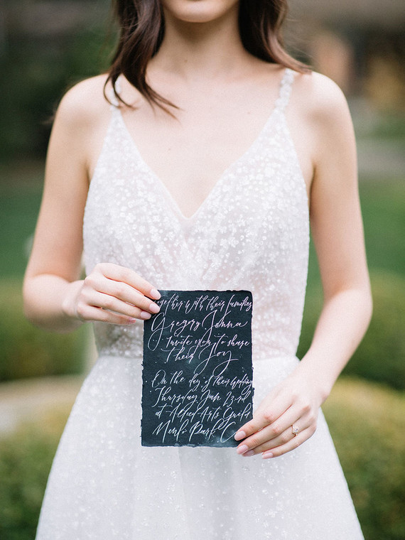 black and white wedding calligraphy