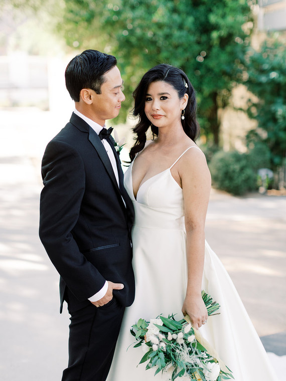 Formal black and white Palm Springs wedding