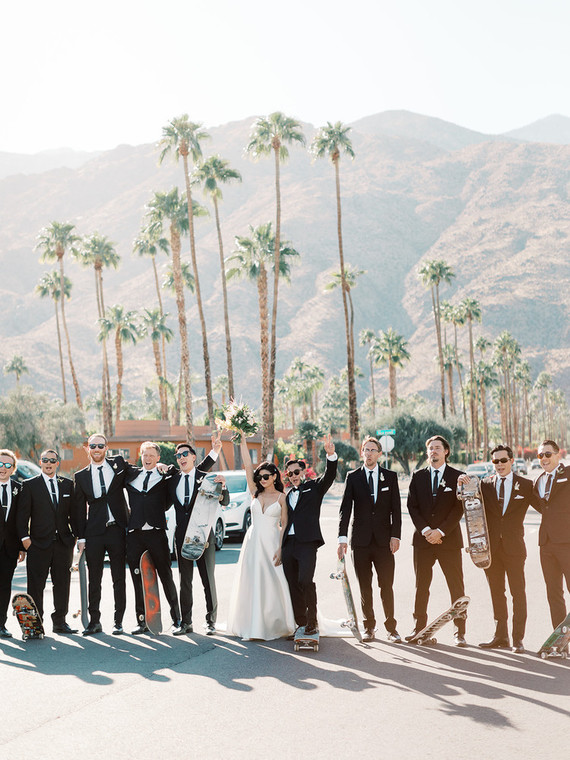 Formal black and white Palm Springs wedding