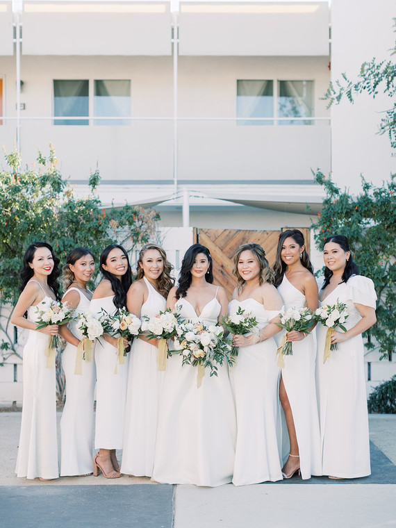 white bridesmaid dresses