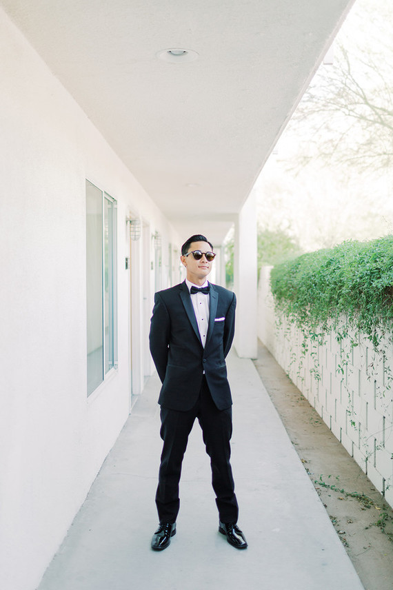Formal black and white Palm Springs wedding