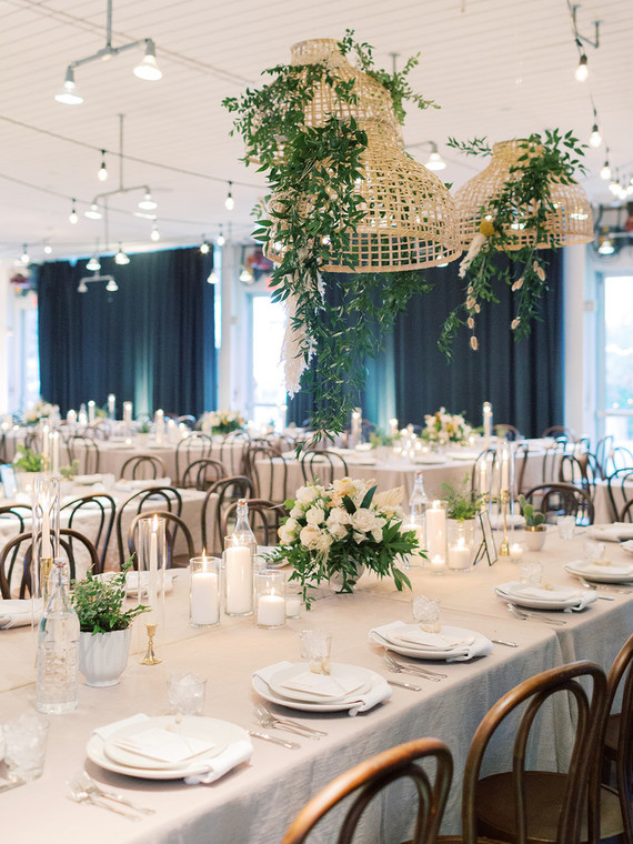Green and white wedding reception Inspiration