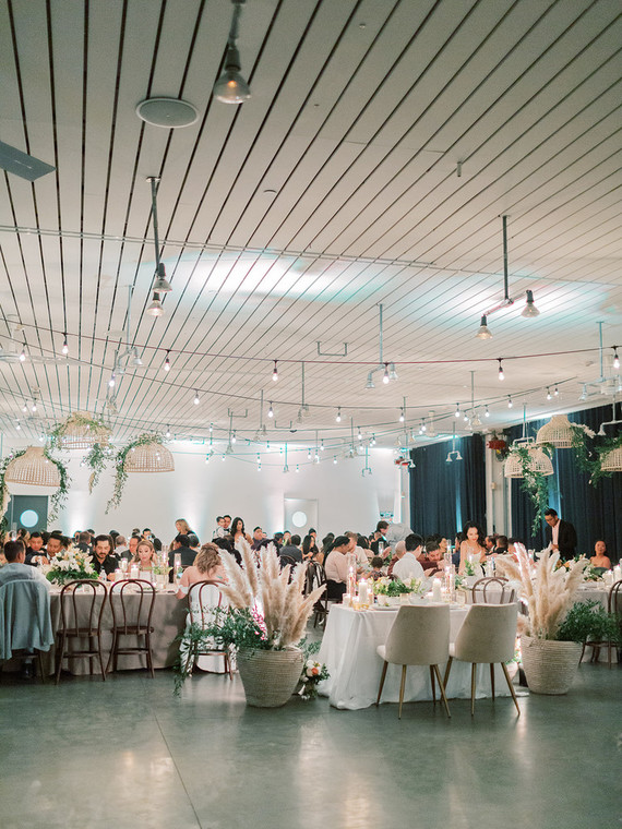 Green and white wedding reception