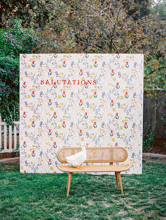 salutations photo backdrop for baby shower
