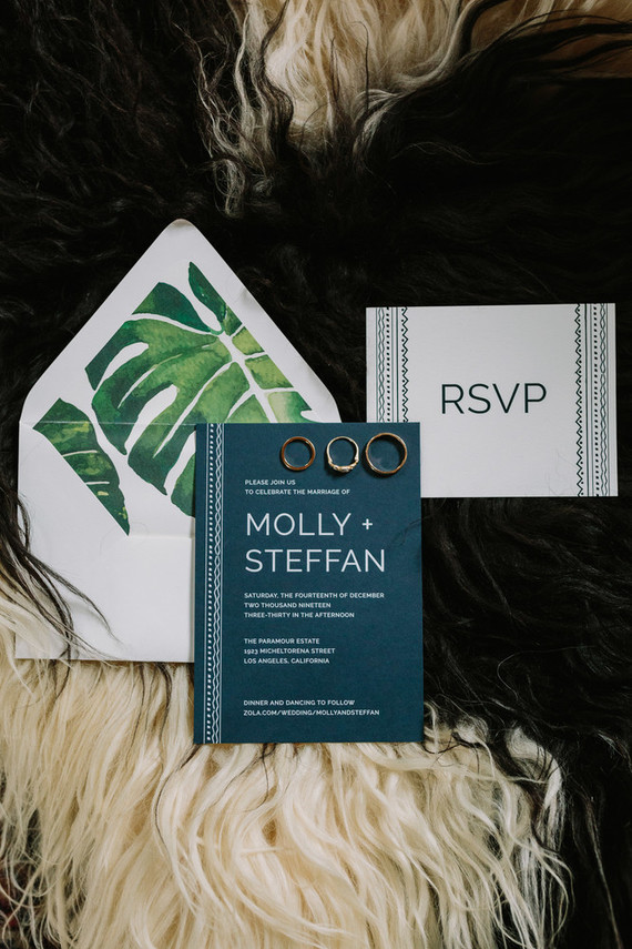 monstera leaf wedding invitations