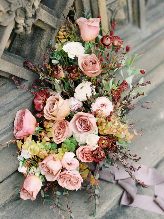 Fall bridal bouquet with roses