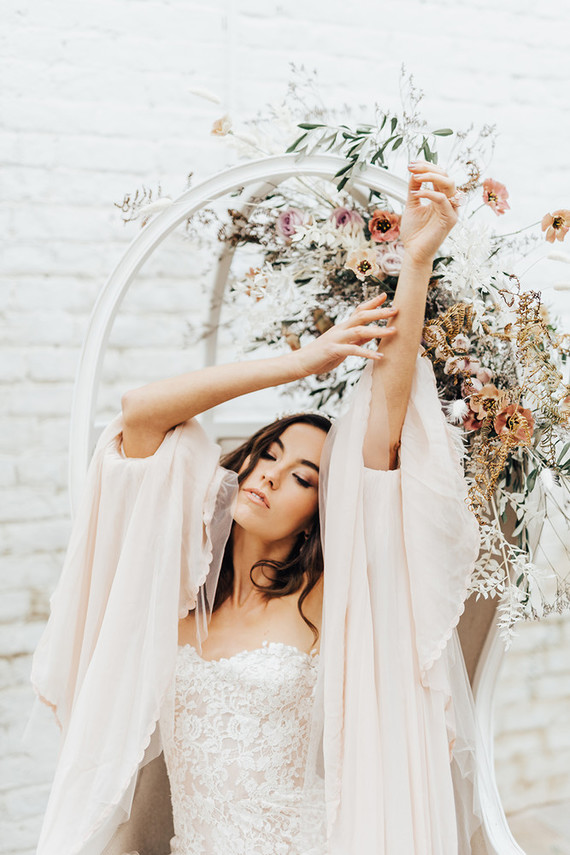 bell sleeves wedding dress