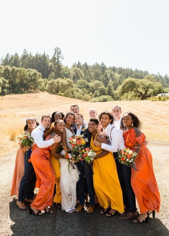 Orange bridesmaids