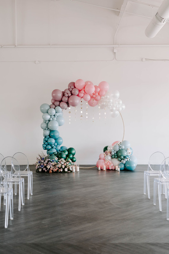 Modern balloon arch wedding