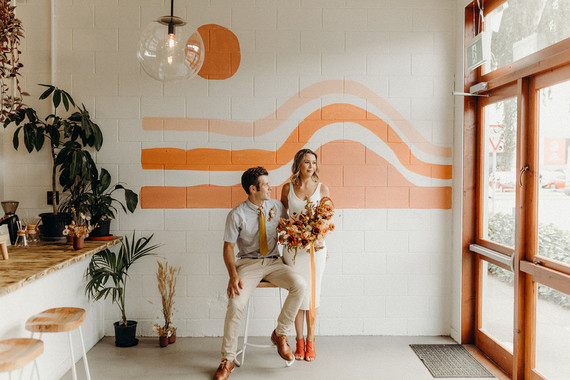 Intimate coffee shop elopement Inspiration
