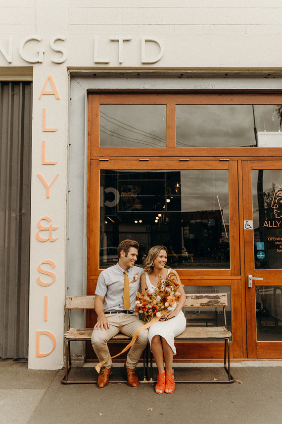 Intimate coffee shop elopement