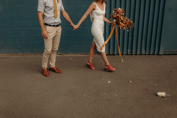 Intimate coffee shop elopement