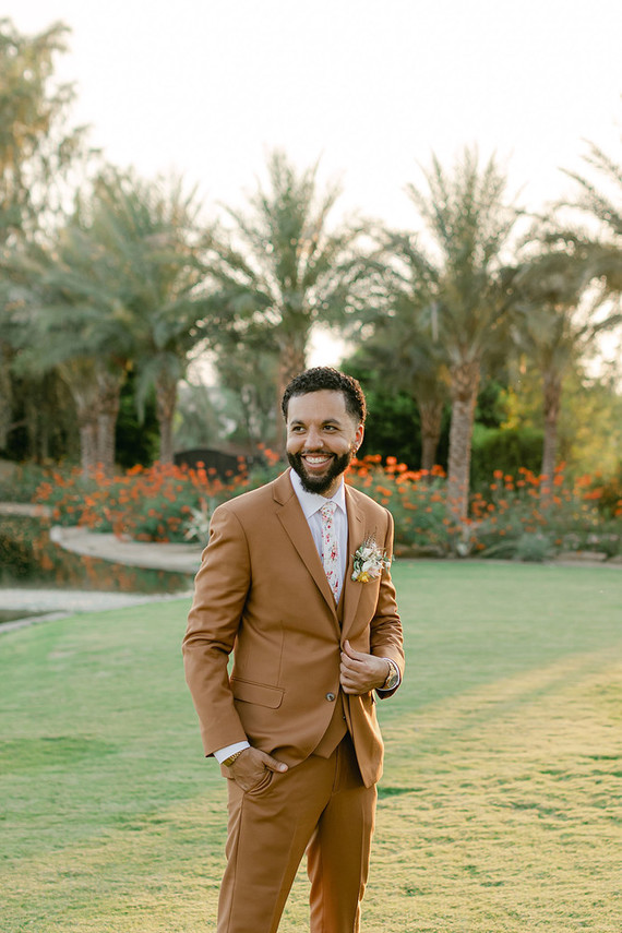 Brown grooms suit