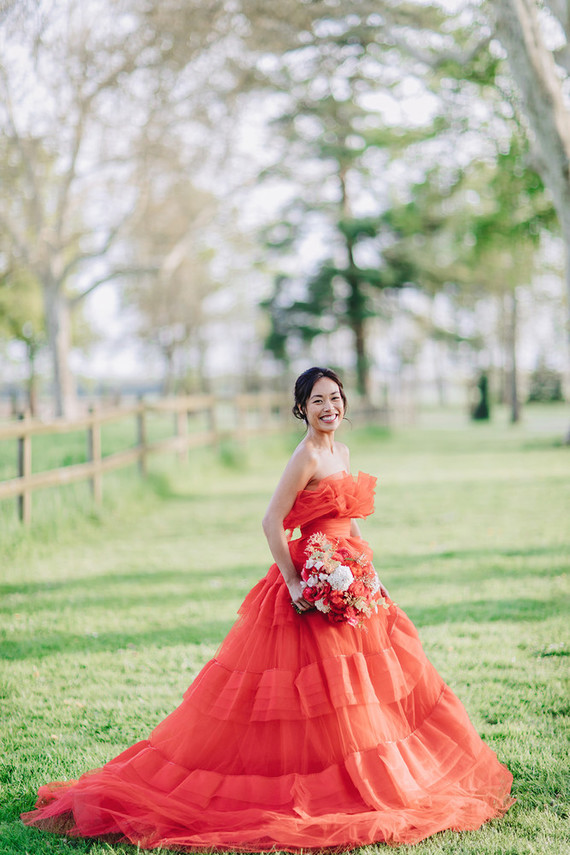 red wedding gown