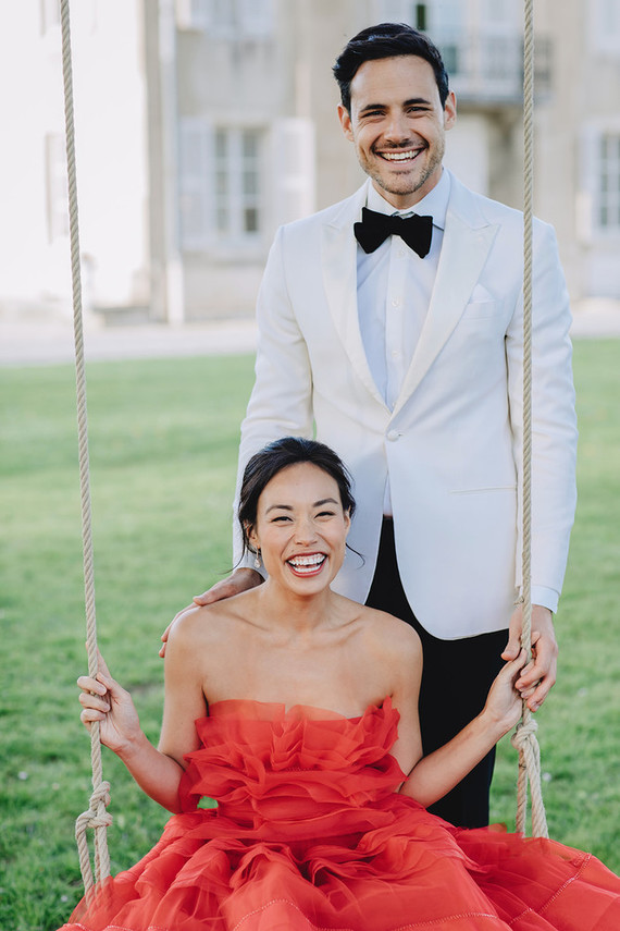 red wedding dress