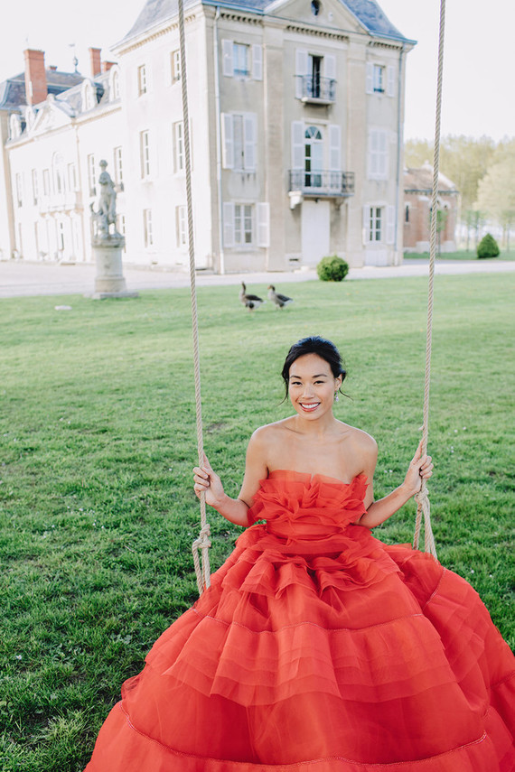 red wedding dress