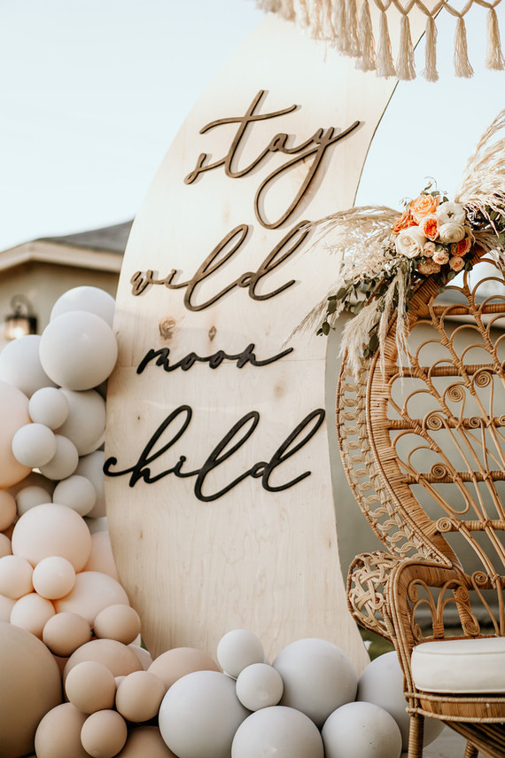 Moon baby shower decor