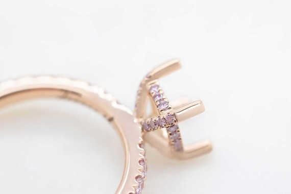 Pink Diamond under halo engagement ring trend