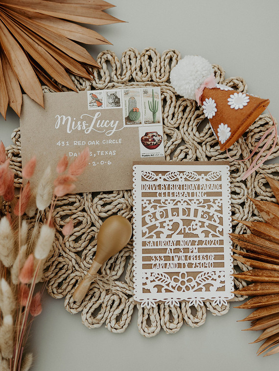 Boho blushy second birthday drive through party