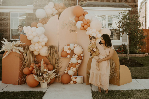 Boho blushy second birthday drive through party
