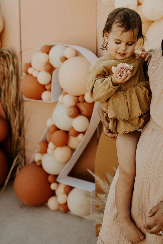 Boho blushy second birthday drive through party