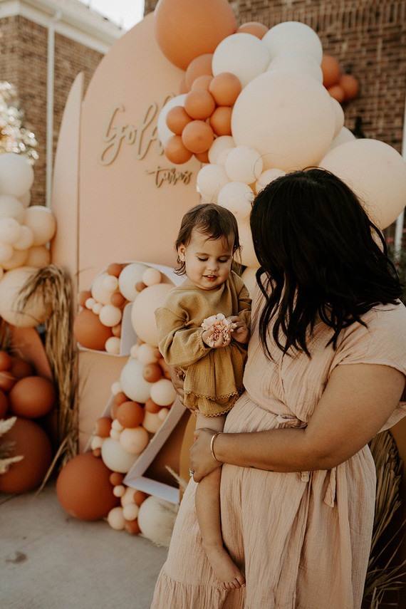 Boho blushy second birthday drive through party