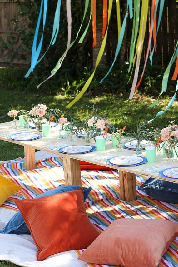 Groovy rainbow themed second birthday party