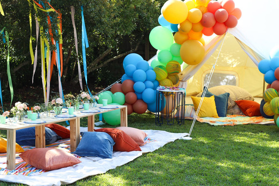 Groovy rainbow themed second birthday party Inspiration