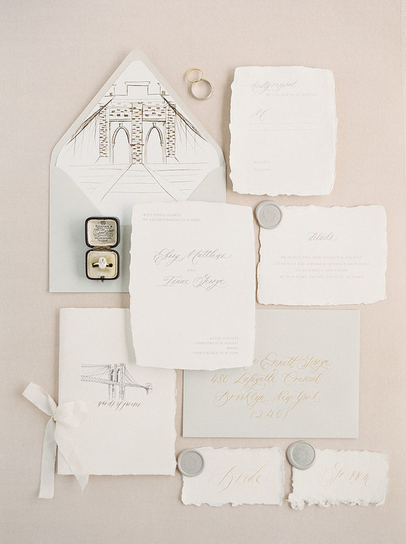 NYC elopement invites Inspiration