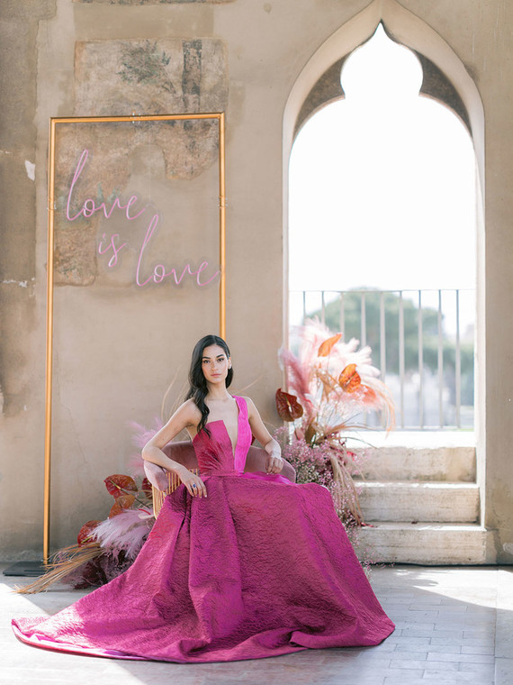 pink wedding dress
