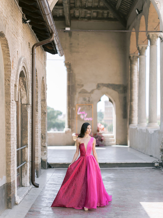 pink wedding dress