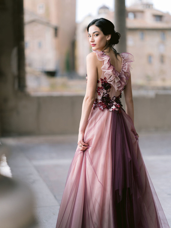 pink wedding dress