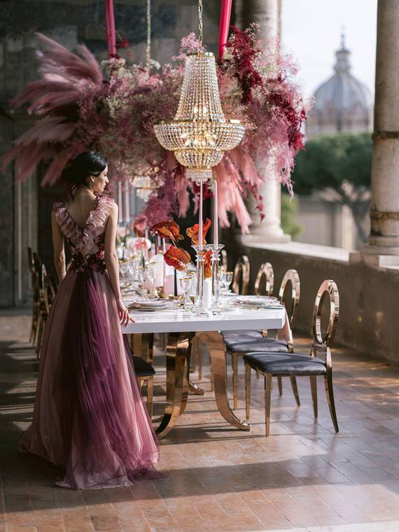 pink wedding table