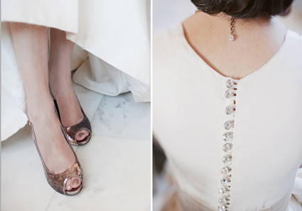 Metallic Shoes and Crystal Buttons