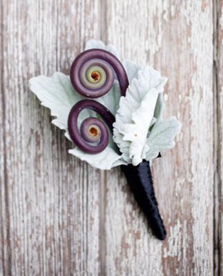 Purple and Green Unique Boutonniere